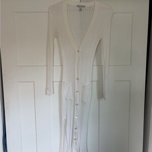 Autumn Cashmere White Ribbed Long Cardigan